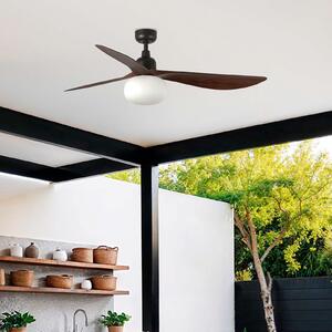 FARO BARCELONA Ventilator de tavan cu lumină Outwood, maro, DC, silențios, Ø150cm, reglabil, Lemn, Camera de zi / sufragerie, Plastic, Modern