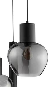 Brilliant Lampă suspendată Ligari, negru/gri fum, Ø 68 cm, metal/sticlă, Gri, Camera de zi / sufragerie, Sticlă