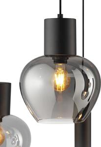 Brilliant Lampă suspendată Ligari, negru/gri fum, lungime 126 cm, sticlă, Gri, Camera de zi / sufragerie, Sticlă