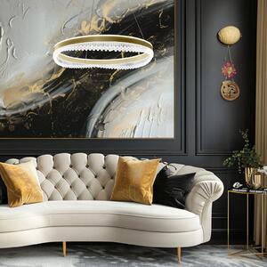 Milagro Lighting Lampă suspendată LED Preciosa, auriu/cristal, acril, Ø 60 cm, Auriu / Alamă, Camera de zi / sufragerie, Plastic, Modern