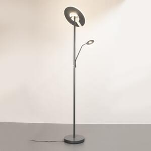 FISCHER & HONSEL Lampadar LED Dent, gri nisip, 180 cm, metal, CCT, 2 becuri, reglabil, Gri, Camera de zi / sufragerie, Metal, Modern, Lumină de lectură