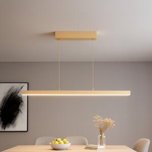 FISCHER & HONSEL Lampă suspendată LED Vayana, lungime 114 cm, culoare nisip, metal, CCT, reglabil, Bej, Camera de zi / sufragerie, Metal, Modern