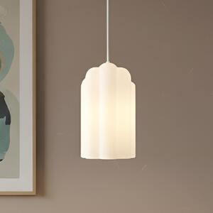 Lucande Lampa suspendată Lunja, albă, sticlă, 1 bec, E27, Alb, Camera de zi / sufragerie, Sticlă, Modern