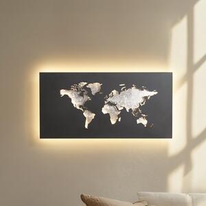 Lucande Aplică LED World, antracit/argintiu, 60 cm x 30, Negru, Camera de zi / sufragerie, Metal, Modern