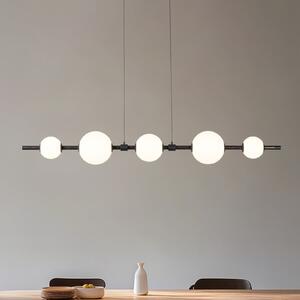 Lucande Lampă suspendată LED Tanira, negru/alb, 140 cm, step-dimabil, reglabil, Negru, Camera de zi / sufragerie, Metal, Modern