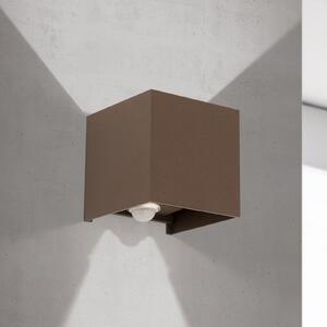 ORION Aplică LED pentru exterior Cube-S, corten, metal, senzor, Maro / Rugină, Aluminiu, Modern, Priză de perete sus / jos