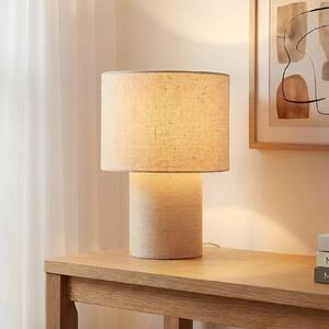 Lindby Lampă de masă Elfie, Ø 23 cm, bej, in, E27, Bej, Camera de zi / sufragerie, Țesătură / Textil, Scandinavă