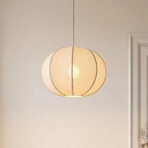 Lindby Lampă suspendată Elfie, Ø 47 cm, bej, in, E27, reglabil, Bej, Camera de zi / sufragerie, Țesătură / Textil, Scandinavă