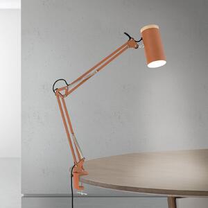 ORION Lampa de masă Gili, roșu coral, clemă, oțel, înălțime 75 cm E27, Roșu, Studiu / Birou, Metal, Modern