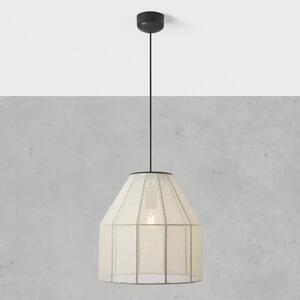 Markslöjd Lampă suspendată Aiko, bej/negru, Ø 37 cm, pânză/metal, reglabil, Bej, Camera de zi / sufragerie, Țesătură / Textil