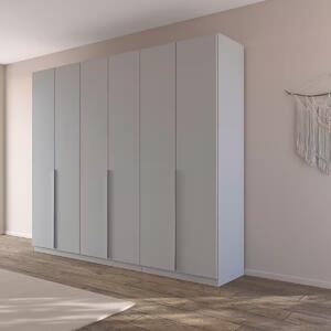Dulap 271 cm lungime, 6 uși batante, compartimentare premium, culoare gri mătase, înălțime 229 cm