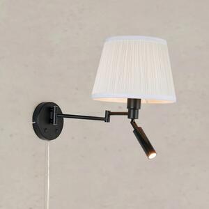 Markslöjd Aplică de perete Pivot, alb natural/negru, proiecție 43 cm, 2 becuri., Negru, Camera de zi / sufragerie, Țesătură / Textil