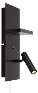 Markslöjd Aplică de perete LED Carica, negru, înălțime 34 cm, metal, Negru, Camera de zi / sufragerie, Metal, Modern, Soclu de perete jos