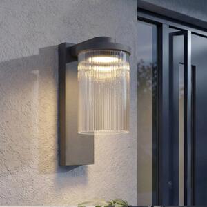 Lucande Aplică LED pentru exterior Beelia, antracit, striată, Negru, Aluminiu, Modern
