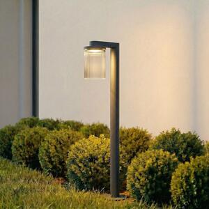Lucande Bornă luminoasă LED Beelia, antracit, 90 cm, striată, Negru, Aluminiu, Modern