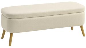 HOMCOM Banca de Depozitare de 65L din Material Teddy și Lemn, 120x42x45 cm, Bej | Aosom Romania