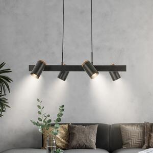 Briloner Lampă suspendată Duta, lungime 120 cm, negru mat, metal 4 becuri., reglabil, Negru, Camera de zi / sufragerie, Metal, Modern