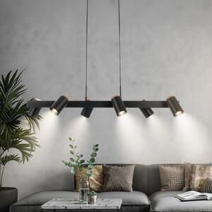 Briloner Lampă suspendată Duta, lungime 110 cm, negru mat, metal 6 becuri., reglabil, Negru, Camera de zi / sufragerie, Metal, Modern