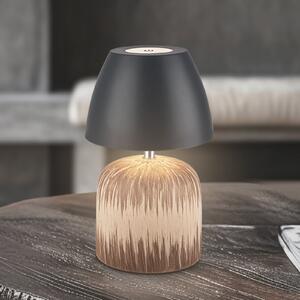 Briloner Lampa de masă cu LED și baterie reîncărcabilă Brilo unplugged Cera, antracit,, reglabil, Lemn, Ceramică, Modern