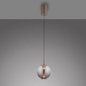 PURE Lampă suspendată LED Infinity, bronz/chihlimbar, Ø 18 cm, CCT, reglabil, Bronz / Alamă Veche, Camera de zi / sufragerie, Sticlă