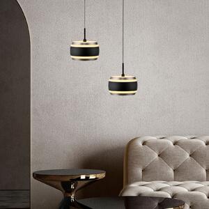 PURE Lampă suspendată LED Falling Rings, negru, Ø 13 cm, CCT, reglabil, Negru, Camera de zi / sufragerie, Metal, Modern
