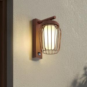 Lucande Lampă de perete exterior Chandan, rugină, senzor, IP44, E27, reglabil, Maro / Rugină, Aluminiu, Modern