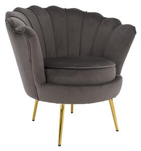 KONDELA Fotoliu în stilul Art-deco, gri-maro ţesătură Velvet/gold crom auriu, NOBLEO
