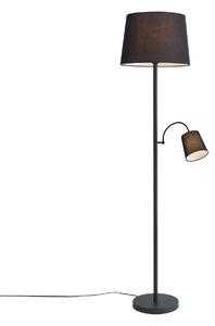Lampă de podea clasică neagră cu abajur negru și lampă de citit - Retro