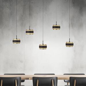 PURE Lampă suspendată LED Falling Rings negru Lungime 101 cm 5 becuri, reglabil, Negru, Camera de zi / sufragerie, Metal, Modern