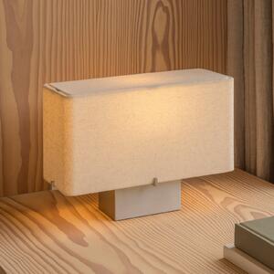Audo Copenhagen Lampa de masă Nonna, culoare aluminiu/nisip, înălțime 24 cm, metal/țesătură, Bej, Camera de zi / sufragerie, Țesătură / Textil, Design