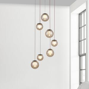 PURE Lampă suspendată LED Popup, bronz/chihlimbar Ø 40 cm, 7 becuri., reglabil, Bronz / Alamă Veche, Camera de zi / sufragerie, Sticlă
