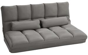 HOMCOM Divan de Podea 2 în 1 cu Spătar Reglabil în 7 Niveluri și Perne, 130x73x60 cm, Gri Carbonizat | Aosom Romania
