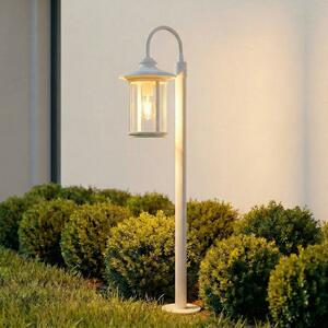 Lindby Bornă luminoasă Zayn, albă, sticlă, înălțime 109 cm, IP65, reglabil, Alb, Aluminiu, Antichitate, Felinar
