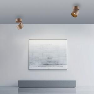PURE Spot de tavan LED Cup, culoare bronz, Ø 9,5 cm, metal, reglabil, Bronz / Alamă Veche, Camera de zi / sufragerie, Metal, Modern