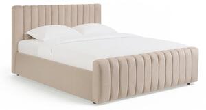 Pat tapițat Livani 160x200 cu ladă de depozitare - velur bej Velluto 2