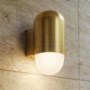 Lindby Lampă de perete exterior Pilva, alamă, metal, IP44, E27, reglabil, Auriu / Alamă, Aluminiu, Modern