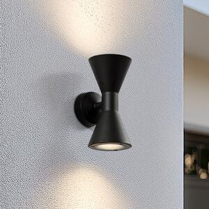 Lucande Aplică de perete exterior Xalor, negru, IP65, metal, GU10, reglabil, Negru, Aluminiu, Modern