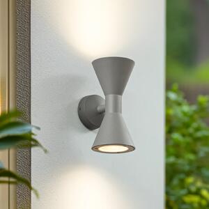 Lucande Aplică de perete exterior Xalor, gri, IP65, metal, GU10, reglabil, Gri, Aluminiu, Modern