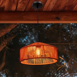 Newgarden Lampă suspendată Calabardina, maro, cablu, Ø30cm, IP44, reglabil, Maro / Rugină, Țesătură / Textil, Scandinavă