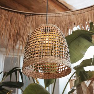 Newgarden Lampă suspendată Positano, natur, algă marină, Ø33cm, IP44, reglabil, Lemn, Lemn, Scandinavă