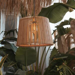 Newgarden Lampă suspendată Okinawa, culoare lemn, bambus, IP44, reglabil, Lemn, Bamboo, Scandinavă