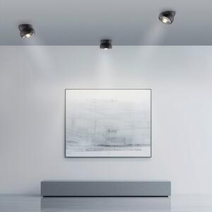 PURE Spot de tavan LED Move, negru, Ø 12 cm, metal/sticlă, reglabil, Negru, Camera de zi / sufragerie, Metal, Modern
