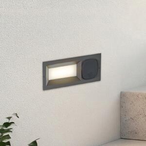 Lucande Lampa LED de perete Lachlain, antracit, priză, Negru, Metal, Modern, Luminile încastrate unghiulare