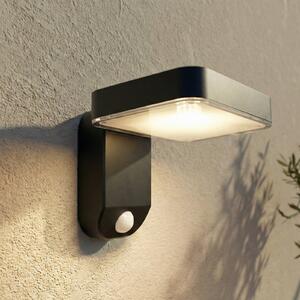 PRIOS Aplică de perete solară LED Tarlson, unghiulară, antracit, senzor, Negru, Plastic, Modern, Lumini solare