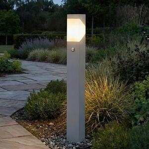 Lucande Bornă luminoasă Kiran 100 cm, cu senzor, gri deschis, IP44, reglabil, Gri, Aluminiu, Modern