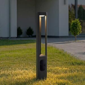 Lucande Bornă luminoasă LED pentru iluminat căi de acces Pirron, înălțime 80, Negru, Metal, Modern