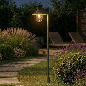 Lindby Bornă luminoasă Eloretta, verde, 110 cm, oțel, IP44, E27, reglabil, Verde, Metal, Casă de țară / Rustic