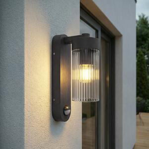 Lindby Lampă de exterior Kaliro, antracit, 24 cm, IP54, senzor, reglabil, Negru, Aluminiu, Modern