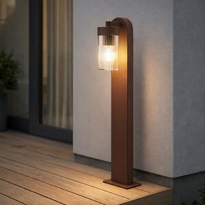 Lindby Bornă luminoasă Kaliro, rugină, 60 cm, E27, IP54, Maro / Rugină, Aluminiu, Modern