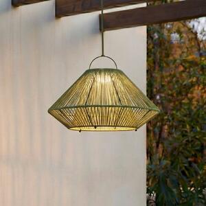 Lindby Lampa suspendată solară cu LED Austas, verde, Ø 50 cm, USB, IP54, reglabil, Verde, Plastic, Modern